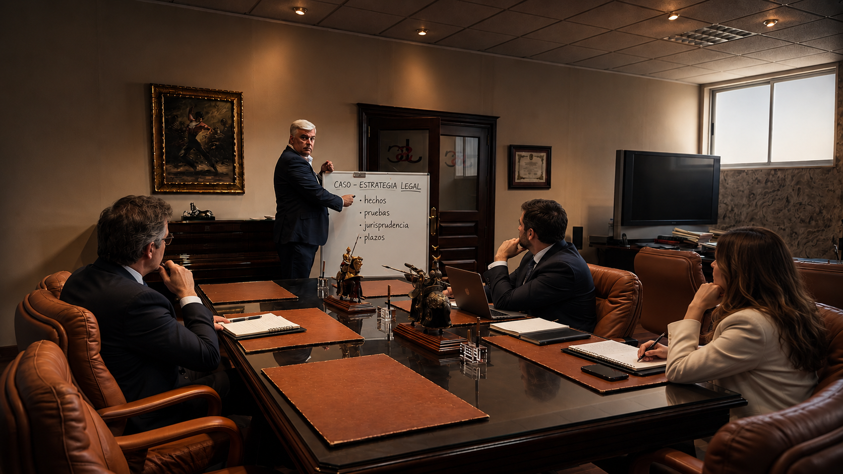 Sala de reuniones real del despacho de Líderes Abogados
